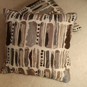 2 decorative pillows grey tan brown beige